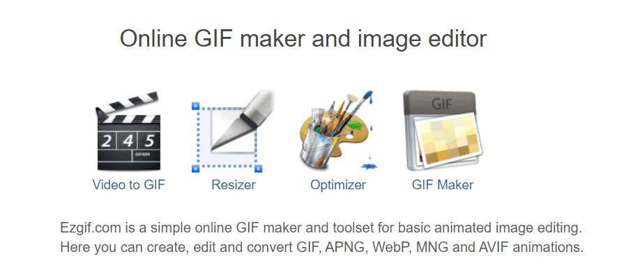 Menu pour optimiser son GIF sur ezGIF