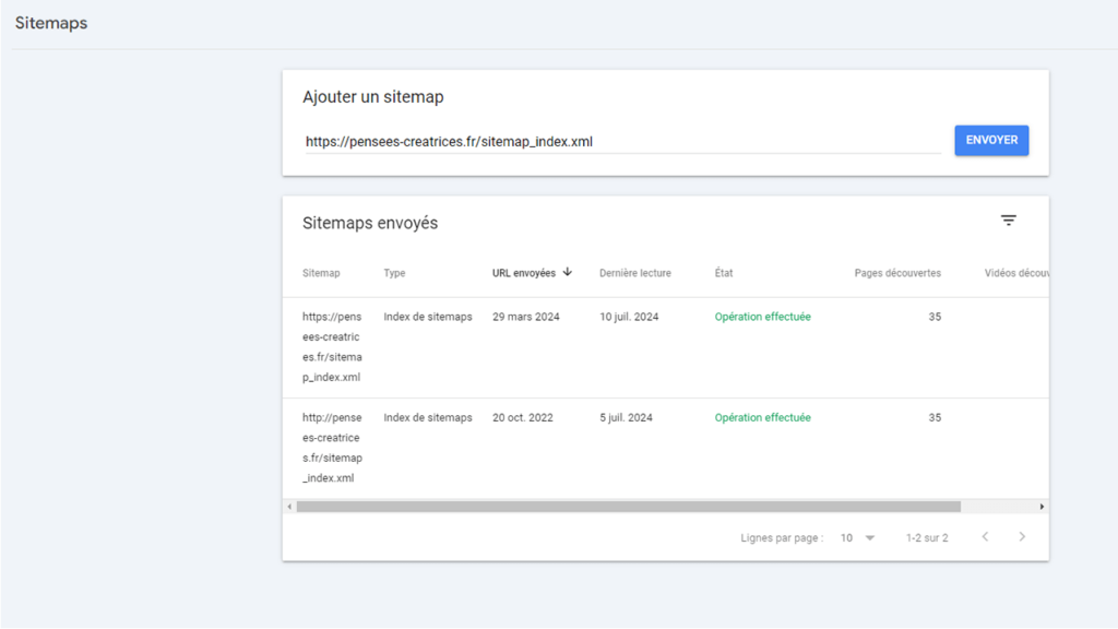 Exemple d'un plan du site pour faciliter l'indexation à la mise en ligne